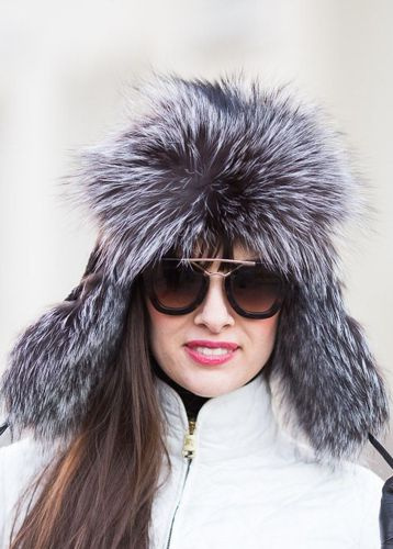 Ladies Silver Fox Fur Russian Ushanka Hat
