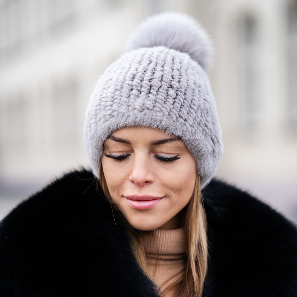 grey mink hat