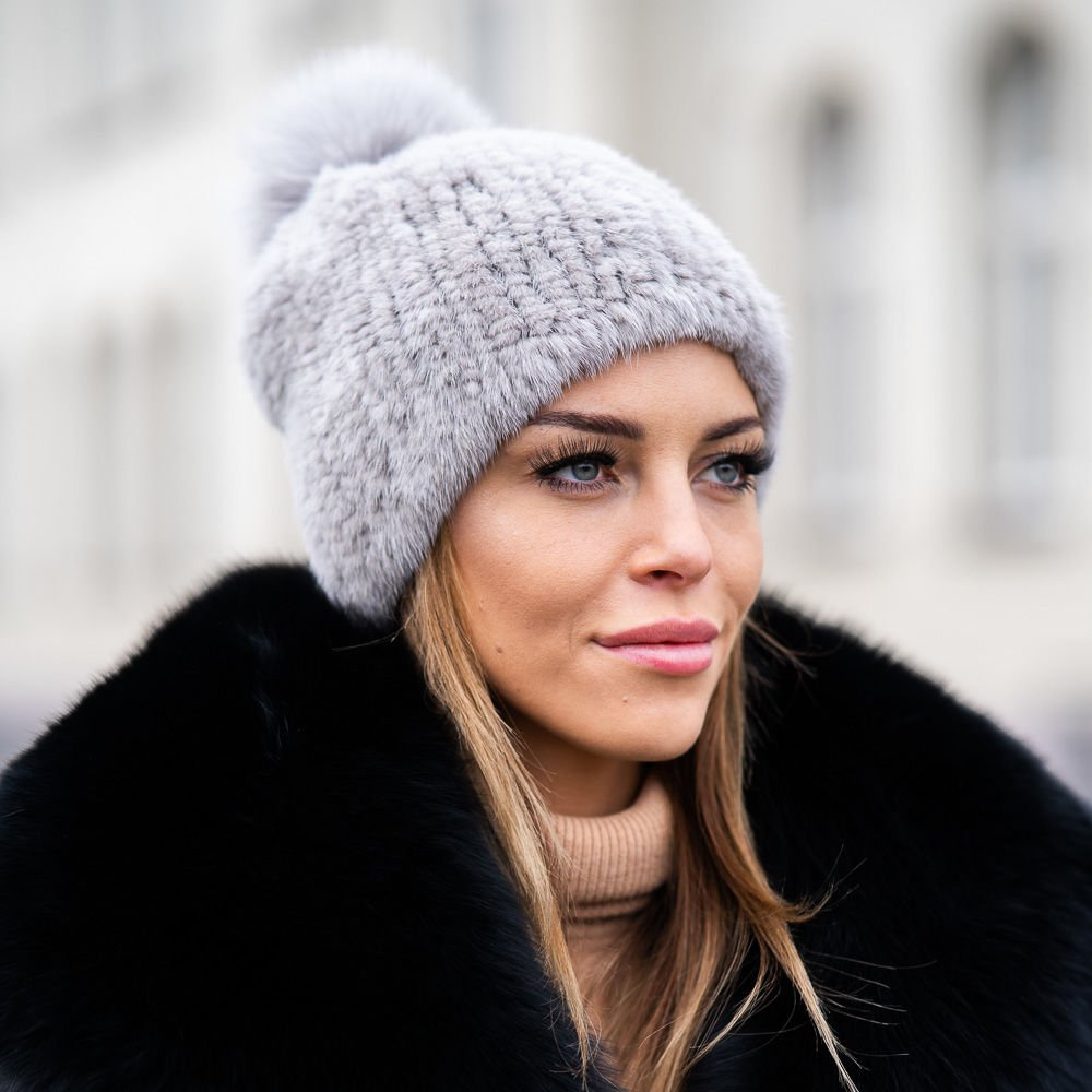 grey mink hat