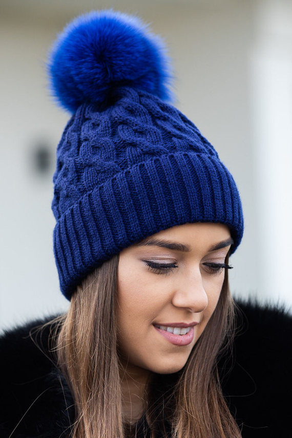 Beanie winter hat and scarf with real fur pom poms | WOMEN \ HATS AND ...