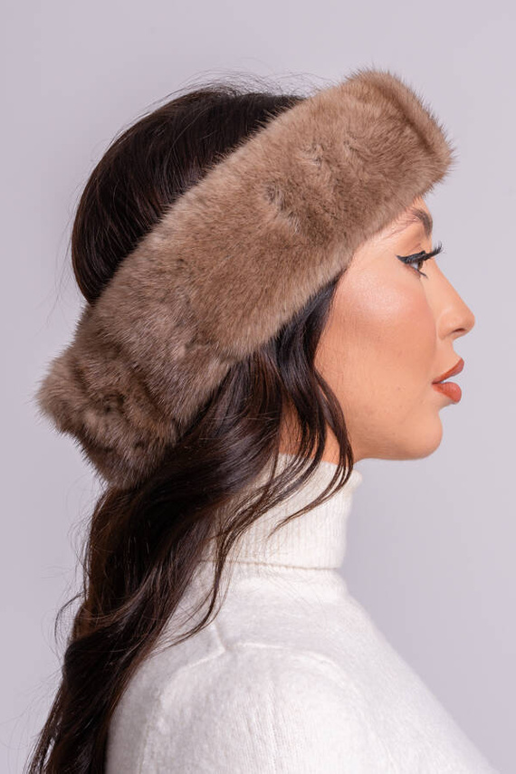 Genuine Fox Fur Headband in Black 