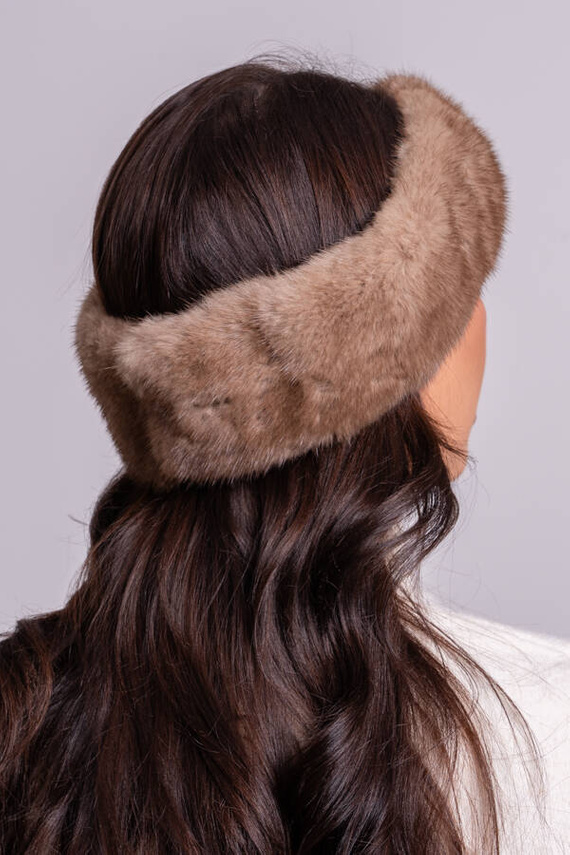 Genuine Fox Fur Headband in Black 