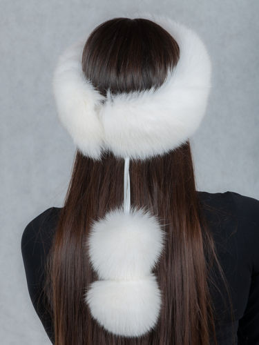 Genuine Fox Fur Headband in White.