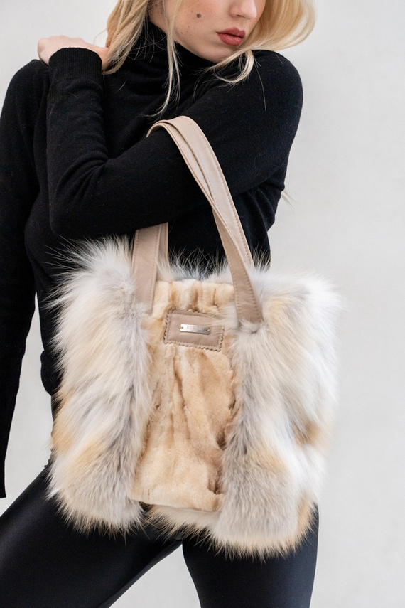 Genuine Fox Fur Muff in Red