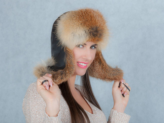 Genuine Red Fox Fur Trapper Hat