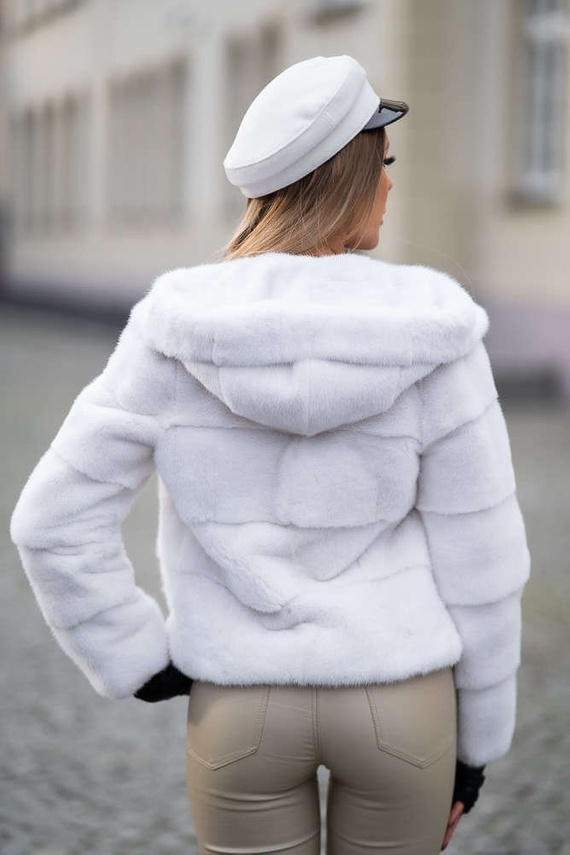 Genuine fox fur jacket in brown
