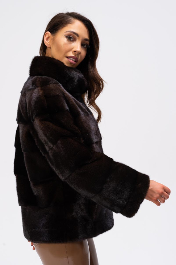 Genuine fox fur jacket in brown