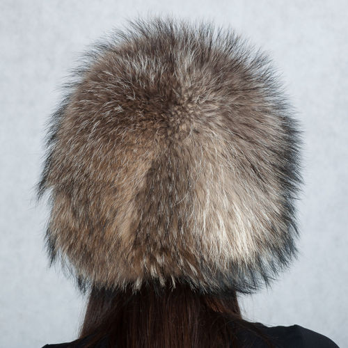 Ladies Genuine Raccoon Fur Round Hat