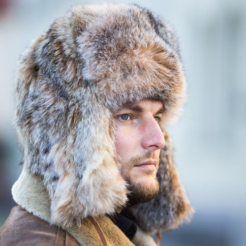 Luxury Man’s Canadian lynx Fur Trapper Hat MEN \ FUR HATS Tytuł