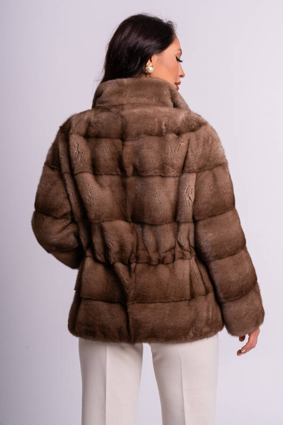Genuine fox fur jacket in brown
