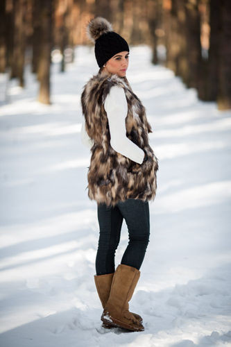 Woman’s Genuine Raccoon Dog Fur Waistcoat