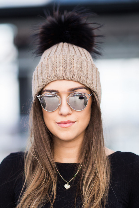VIRGIN WOOL AND ALPACA BEANIE HAT FUR-TRIMMED 