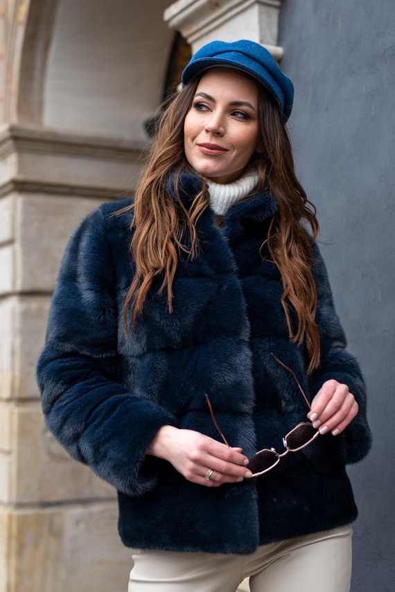Genuine fox fur jacket in brown