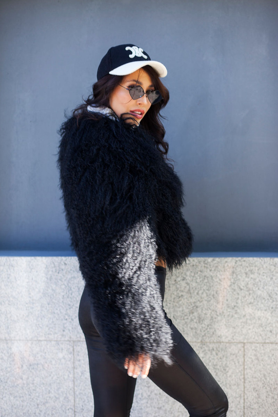 Genuine fox fur jacket in brown