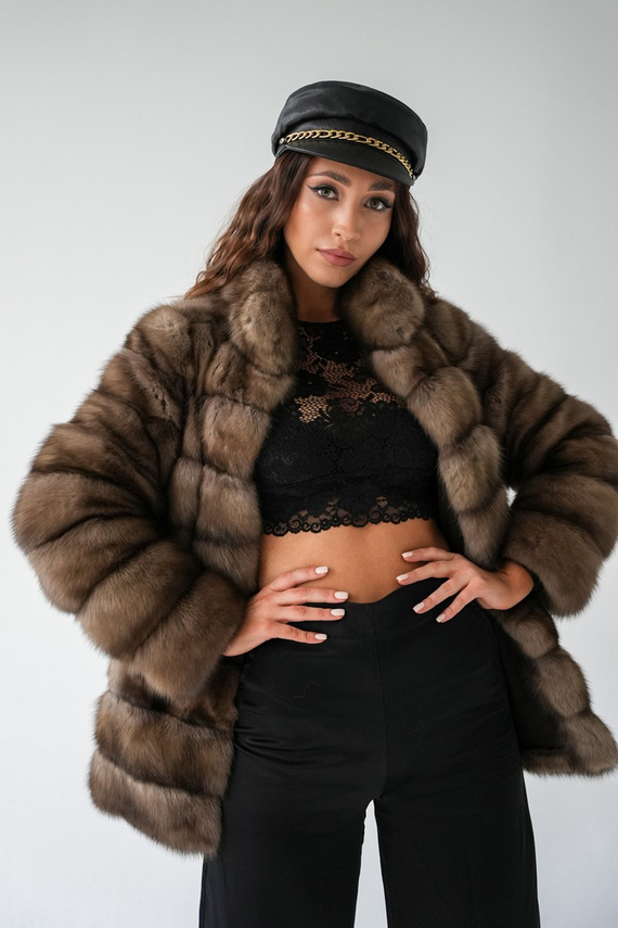 Woman’s Genuine Sheepskin Coat – Heather Colour