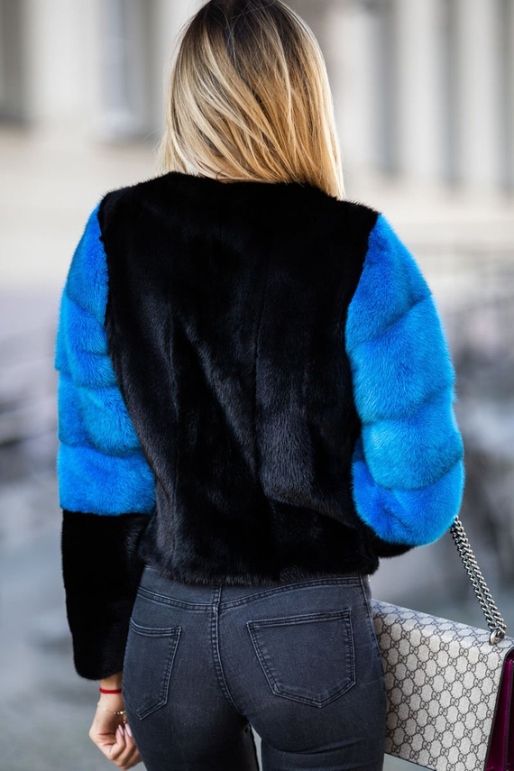 Genuine fox fur jacket in brown