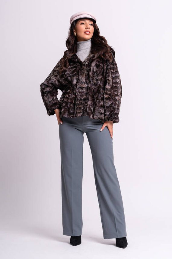 Genuine fox fur jacket in brown