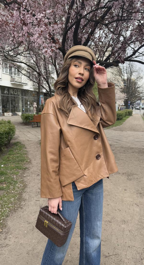 Woman’s Genuine Sheepskin Coat – Heather Colour