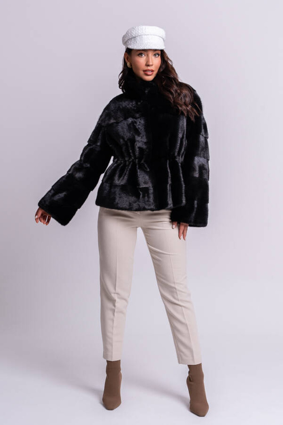 Genuine fox fur jacket in brown