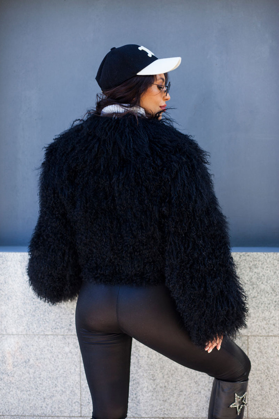 Genuine fox fur jacket in brown
