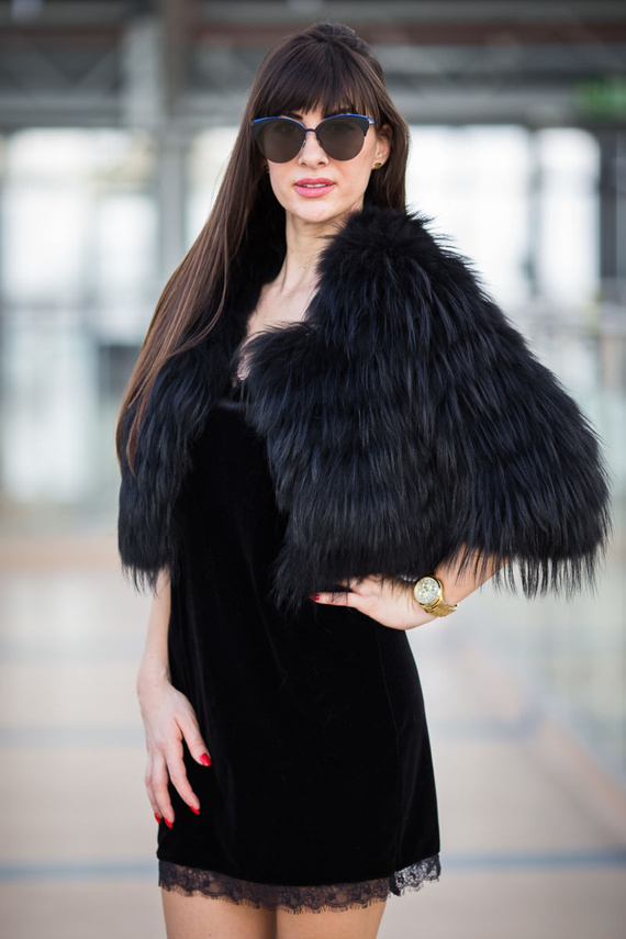 Genuine fox fur jacket in brown