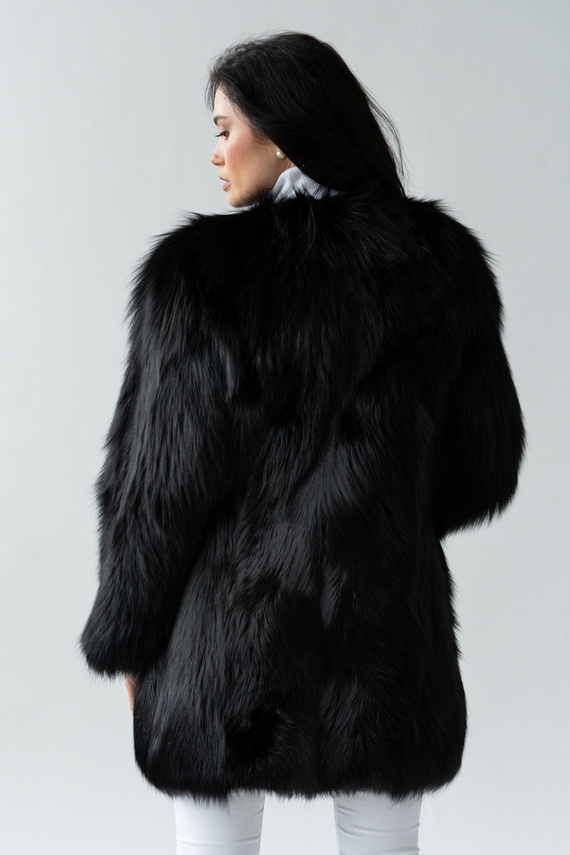 Genuine fox fur jacket in brown
