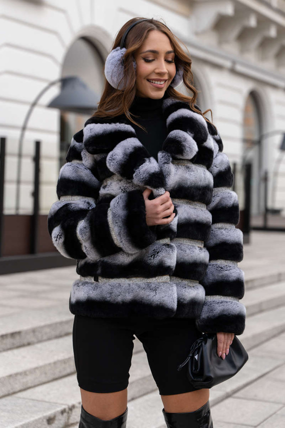Fur lined Parka Jacket with Genuine Raccoon Fur dyed in Salmon Pink 