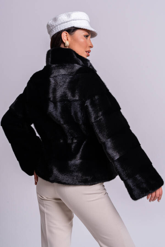 Genuine fox fur jacket in brown