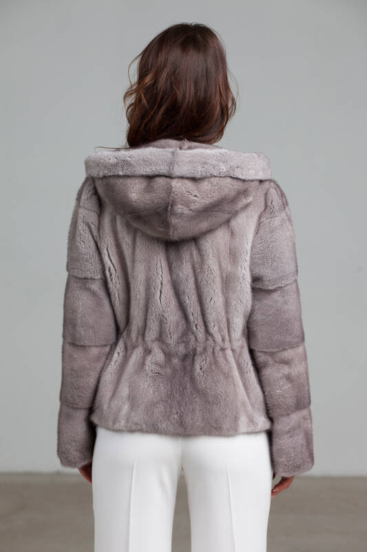 Genuine fox fur jacket in brown