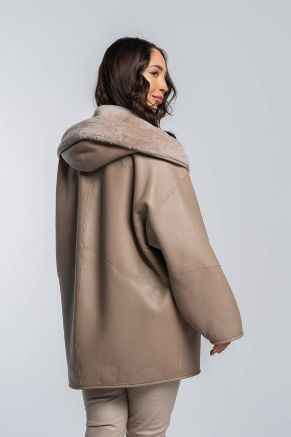 Woman’s Genuine Sheepskin Coat – Heather Colour