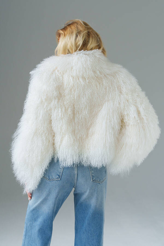 Genuine fox fur jacket in brown