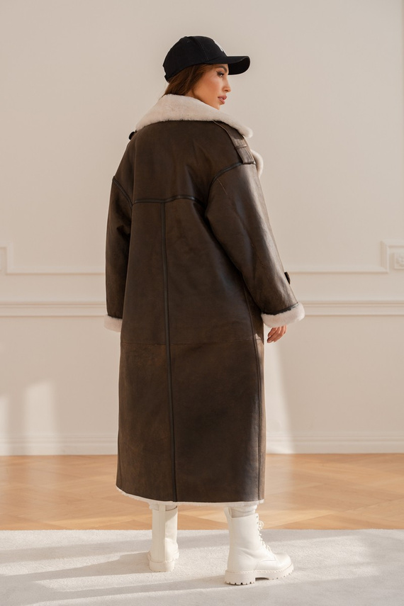 Woman’s Genuine Sheepskin Coat – Heather Colour