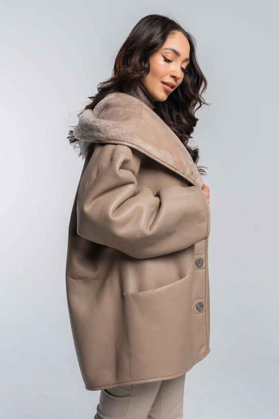 Woman’s Genuine Sheepskin Coat – Heather Colour