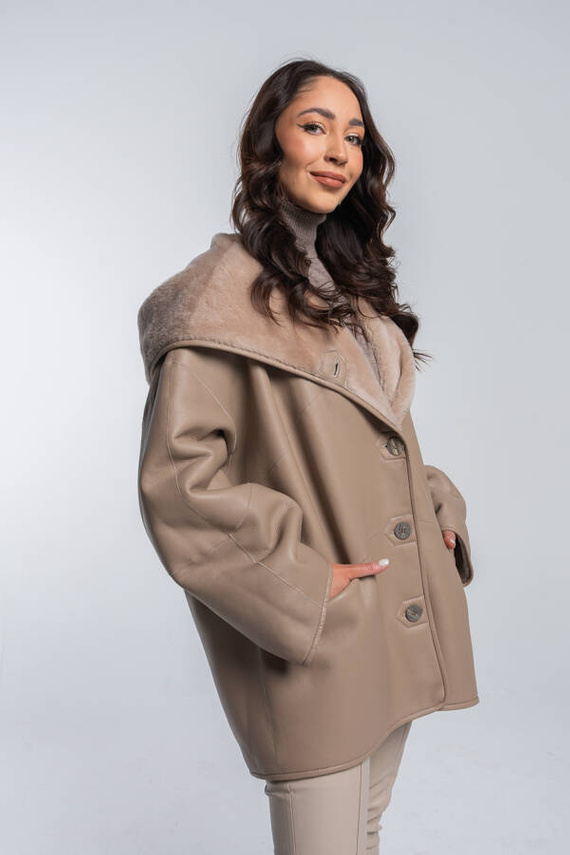 Woman’s Genuine Sheepskin Coat – Heather Colour