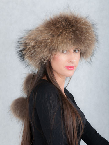 Genuine Finland Racoon Fur Headband in Natural Brown