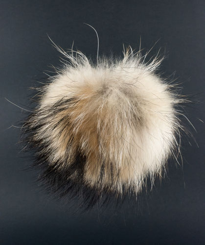 Ladies Winter Beanie Hat with Genuine Raccoon Dog pompom 