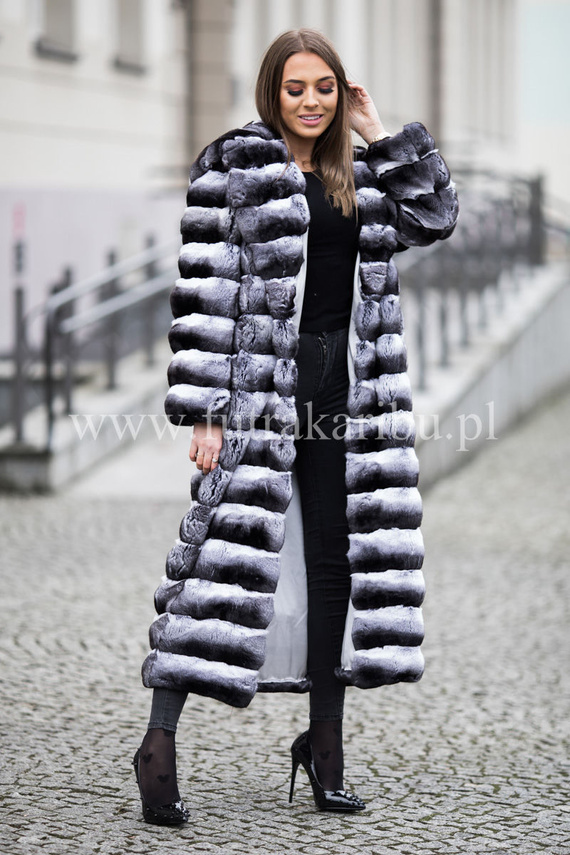 Genuine chinchilla fur coat
