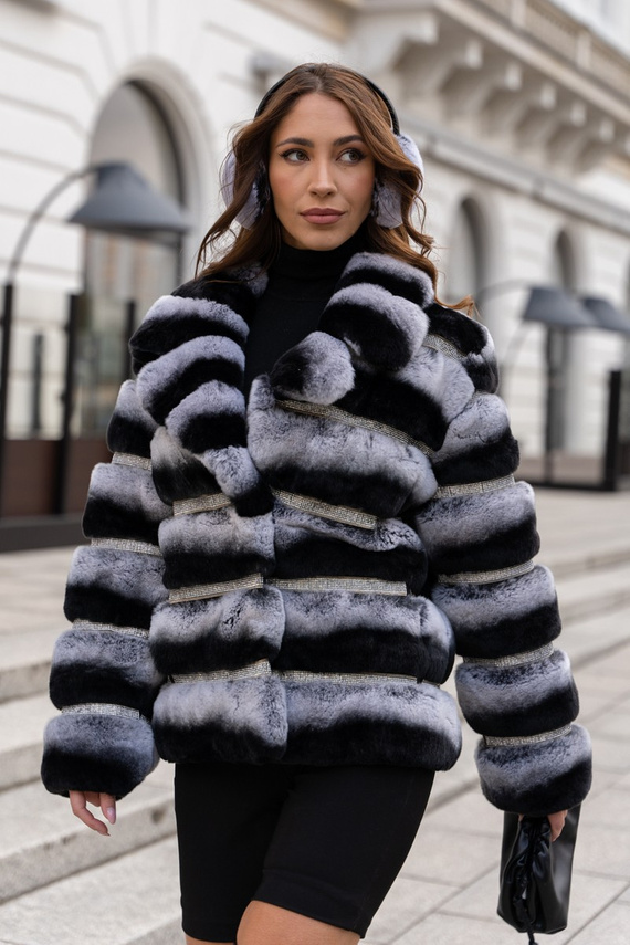 Fur lined Parka Jacket with Genuine Raccoon Fur dyed in Salmon Pink 