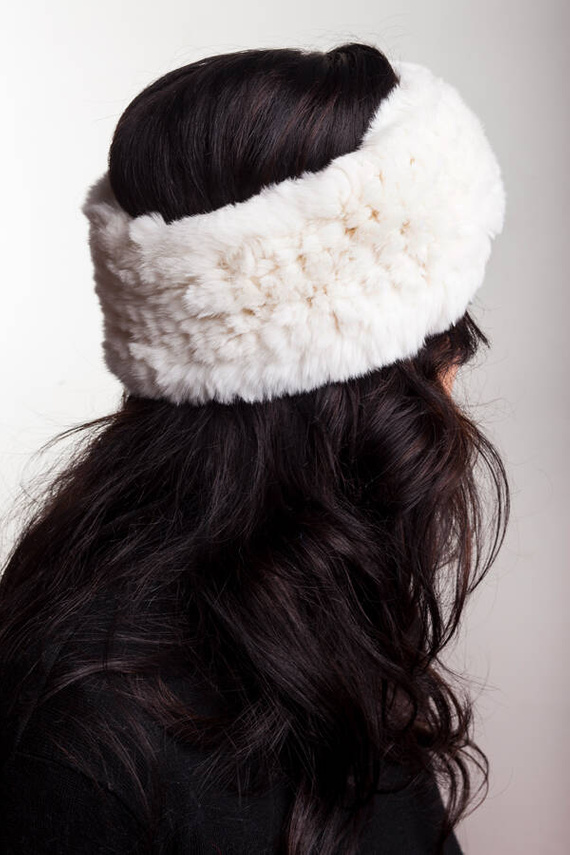Genuine Fox Fur Headband in Pink.