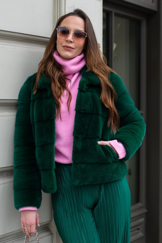 Genuine fox fur jacket in brown