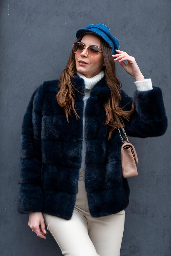 Genuine fox fur jacket in brown