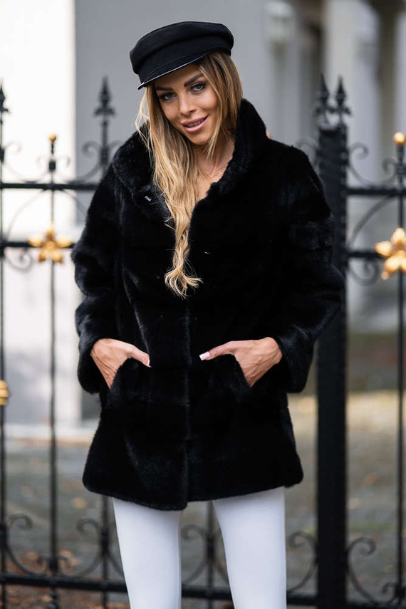 Genuine fox fur jacket in brown