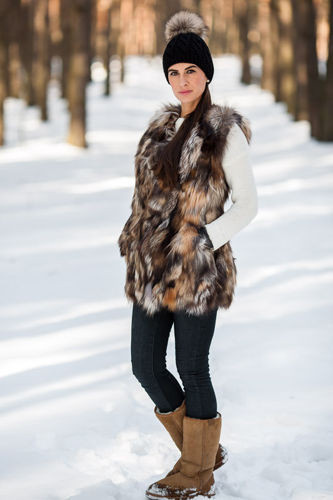 Woman’s Genuine Raccoon Dog Fur Waistcoat