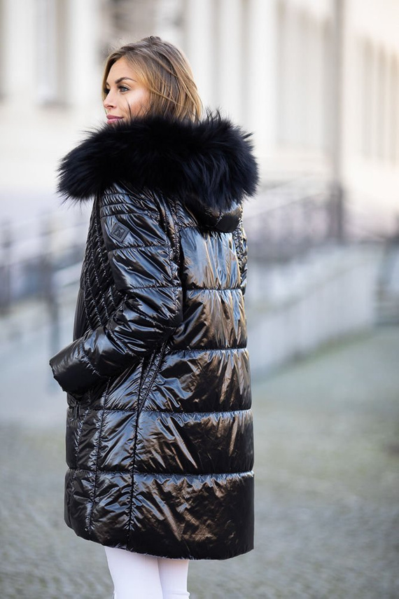 Fur lined Parka Jacket with Genuine Raccoon Fur dyed in Salmon Pink 