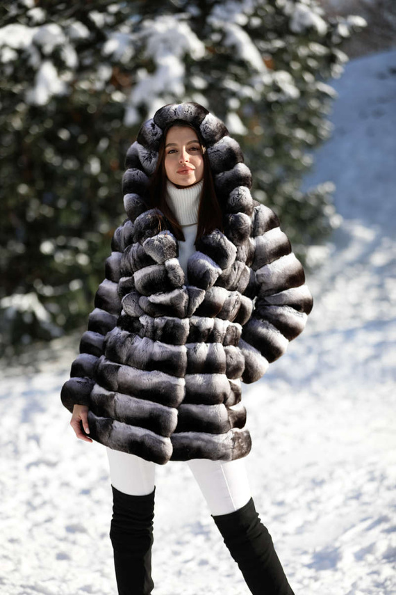 Genuine chinchilla fur coat