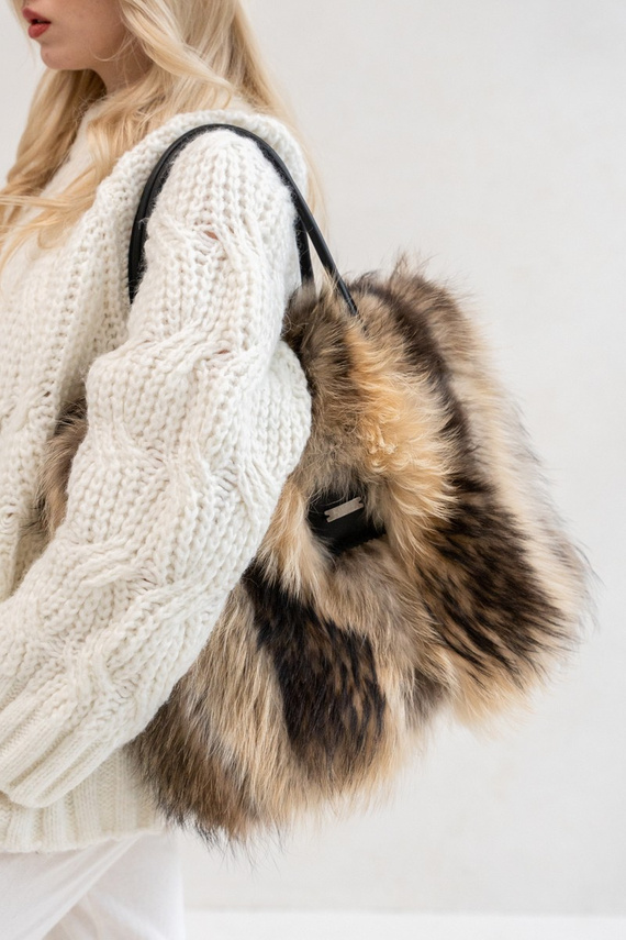 Genuine Fox Fur Muff in Red