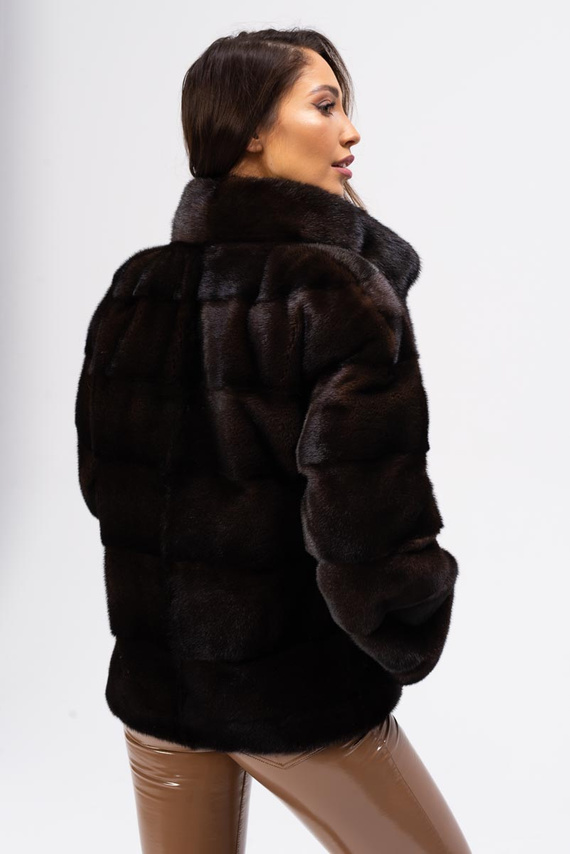 Genuine fox fur jacket in brown